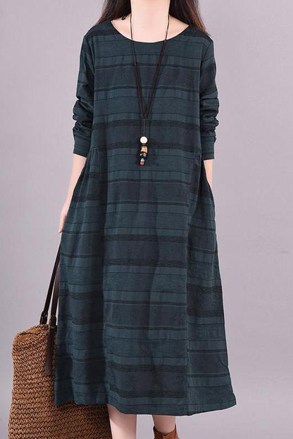 Limited Stock- Lotstrends Round Neck Striped Loose Dress