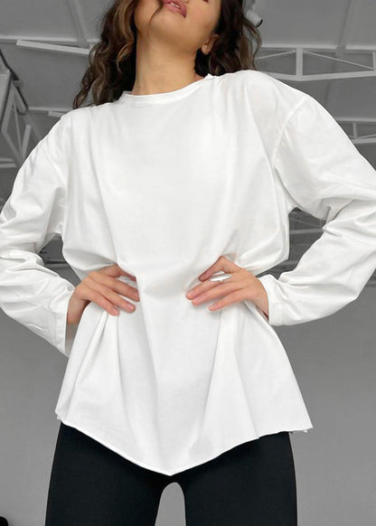 Pink O Neck Versatile Cotton T Shirts Fall
