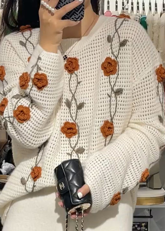 Apricot O Neck Knit Sweaters Fall