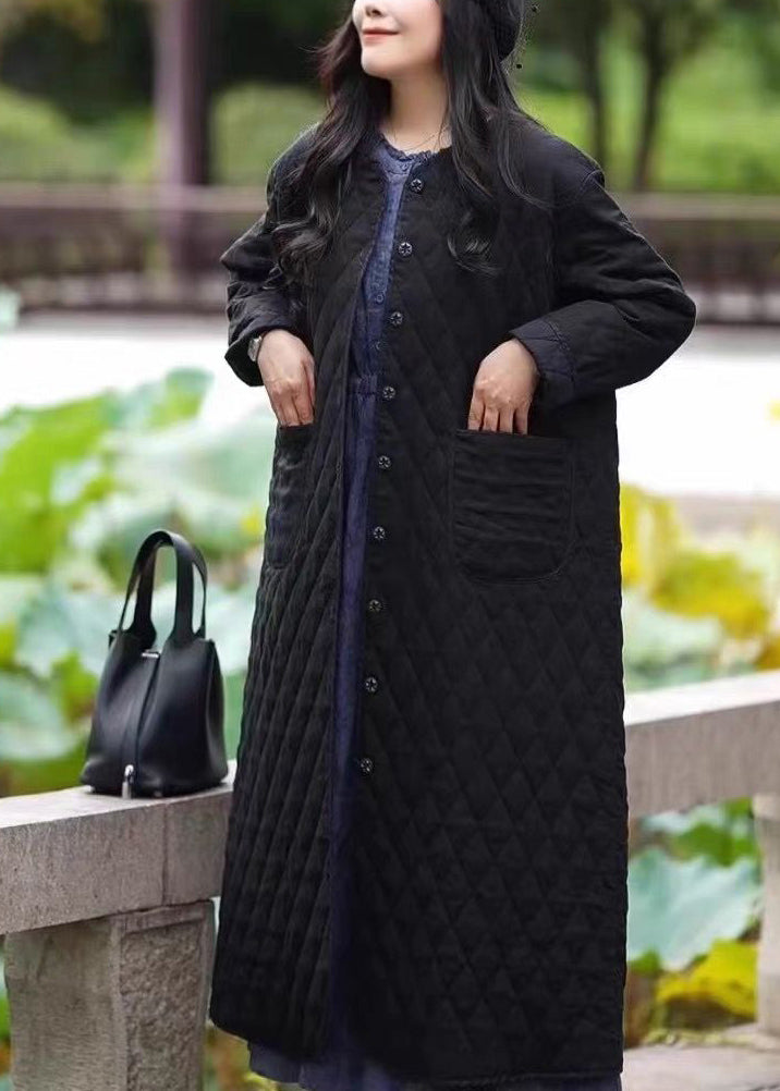 Red O Neck Pockets Fine Cotton Filled Coat in Winter