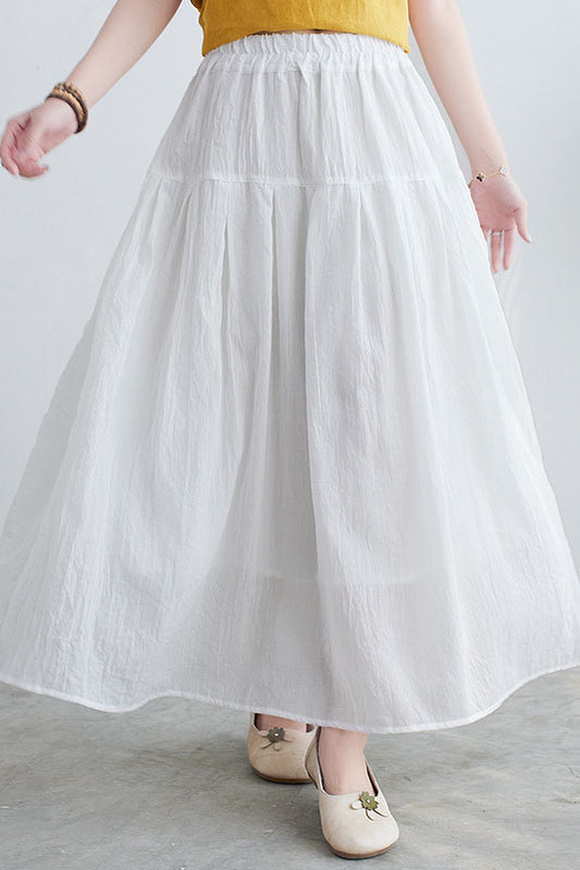 Cotton Linen Color Skirt Double Layer A-line Skirt