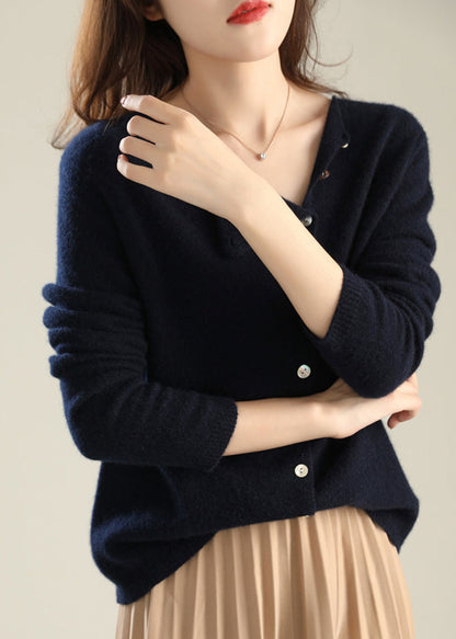 Stylish Pink Slash Neck Button Knit Cardigans Fall