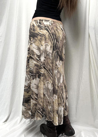 Print High Waist Cotton Skirt Summer