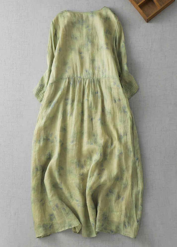 Modern Black V Neck Print Wrinkled Linen a Line Dress Summer