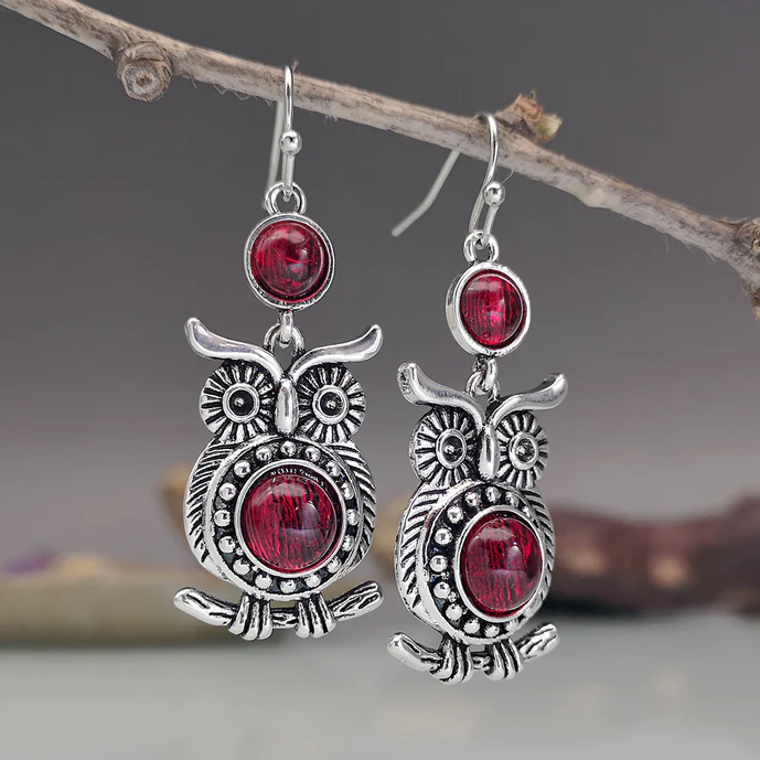 Red Owl Earrings