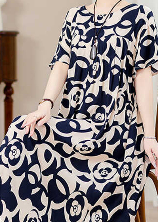 Green Print Pockets Silk Cotton Long Dresses Summer