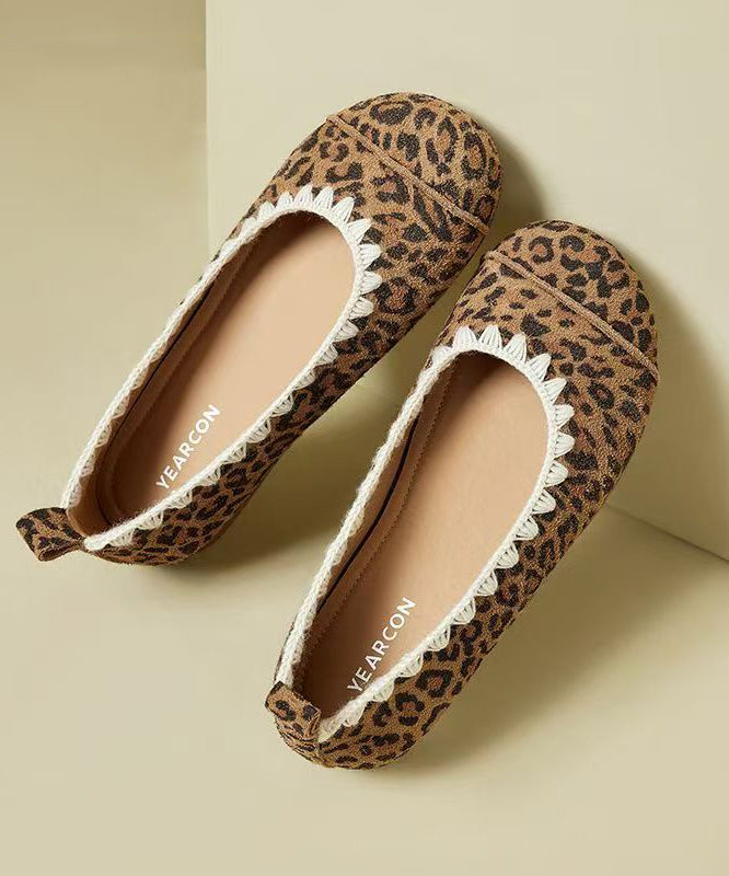 Comfy Leopard Splicing Flat Shoes Suede