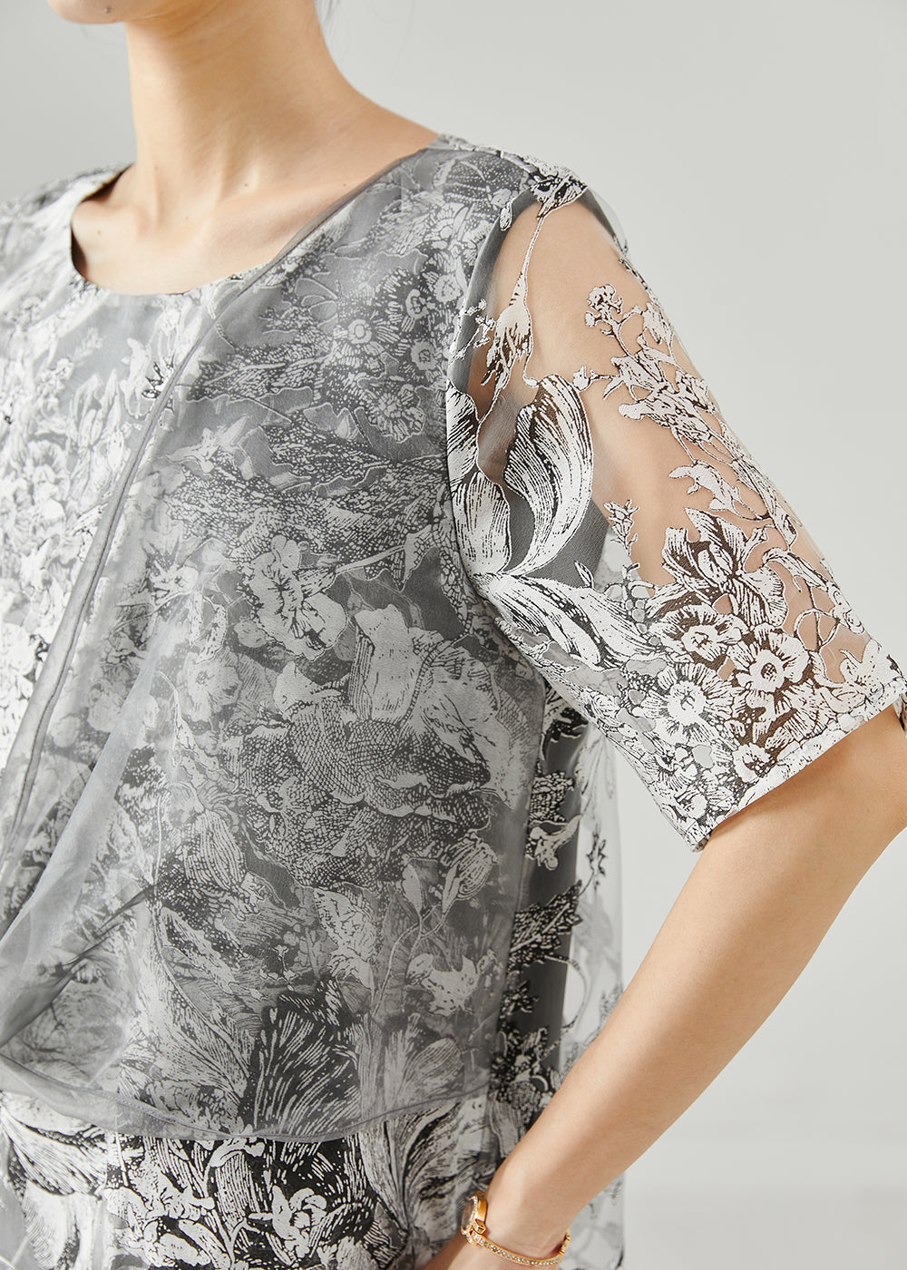 Grey Print Tulle Vacation Dresses Summer