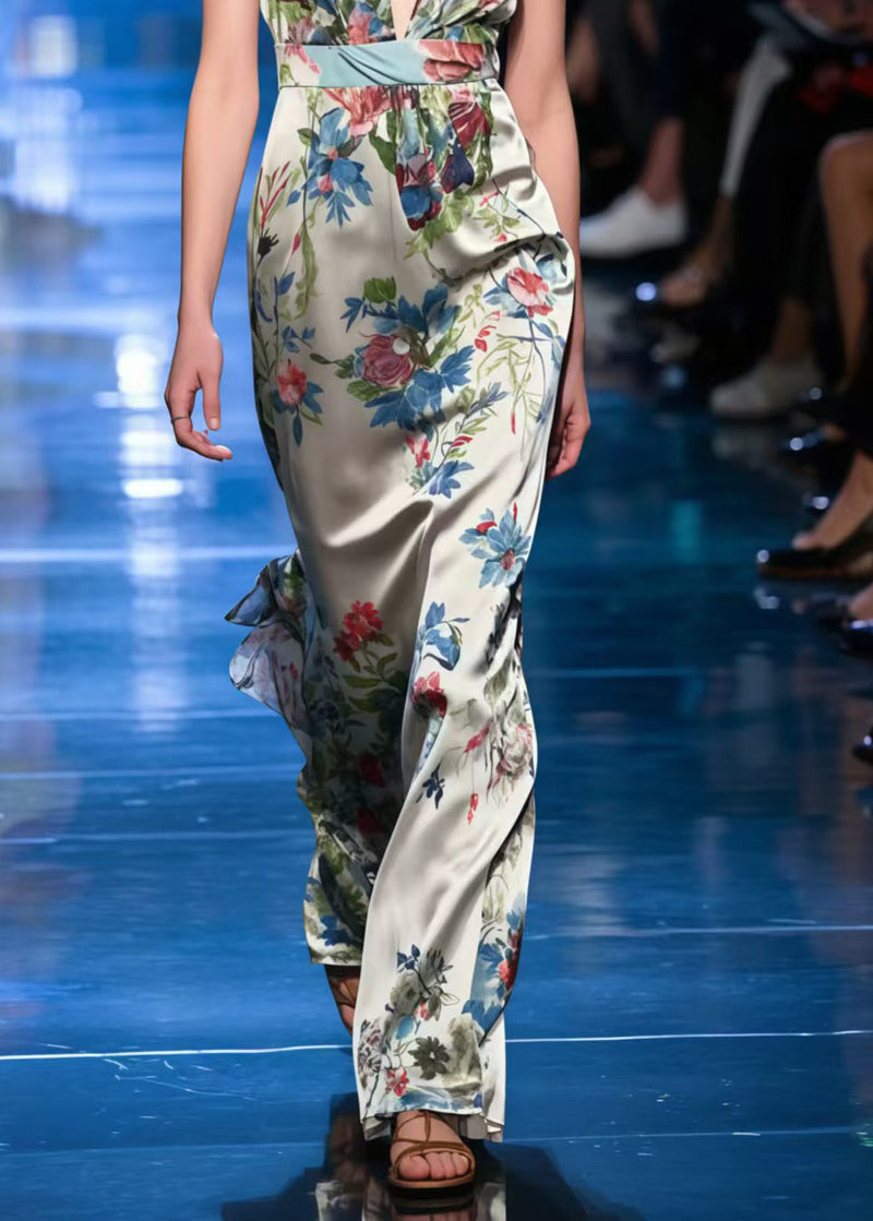Print Silk Silm Fit Halter Dress Summer