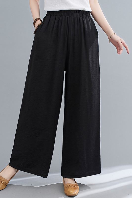-summer Linen Pants Color Loose Wide Leg Pants