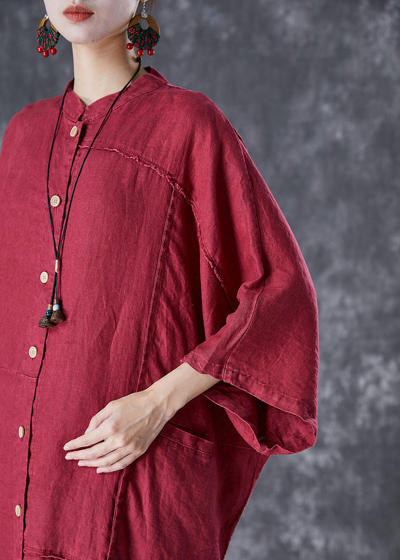 Mulberry Oversized Patchwork Side Open Linen Long Cardigan Summer