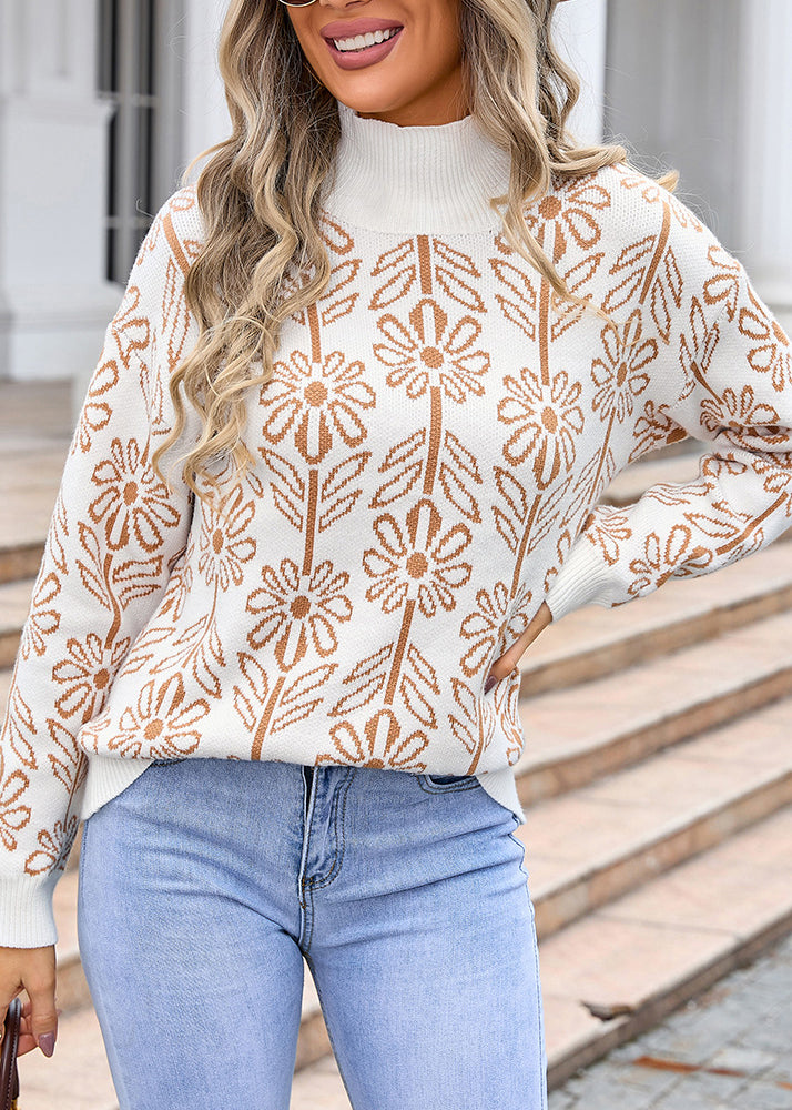 Italian Khaki Hign Neck Thick Knit Knit Top Fall