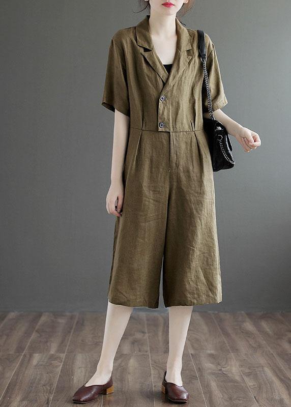 Blue Pockets Button Vacation Summer Linen Dress
