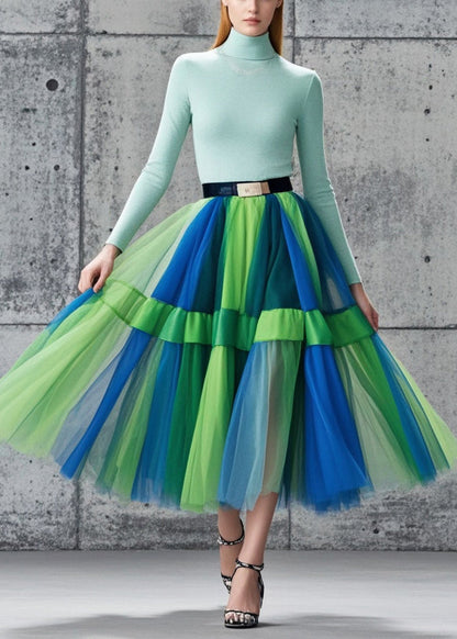 Multicolor Exra Large Hem Tulle Skirts Summer