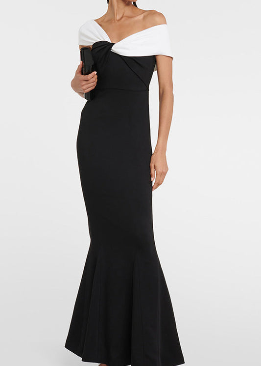 New Black Slash Neck Off Shoulder Slim Fit Dress Summer