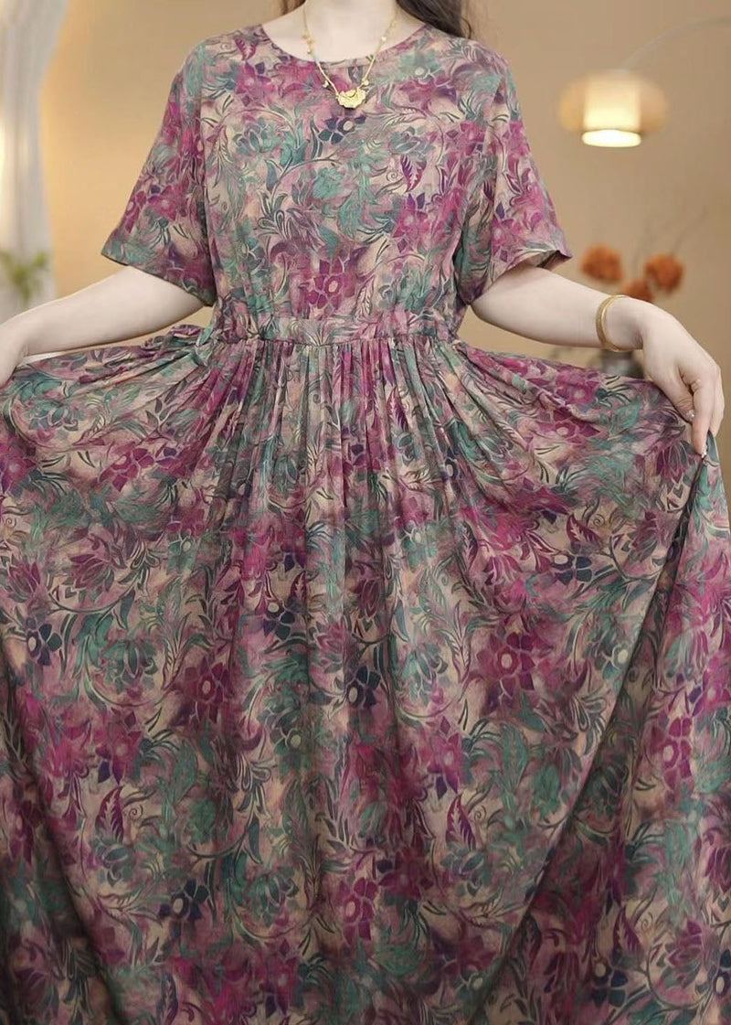 Art Print Exra Large Hem Cotton Cinched Dress Summer