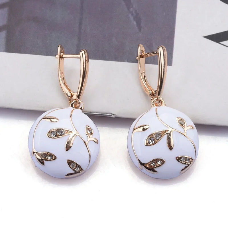 White & Gold Earrings