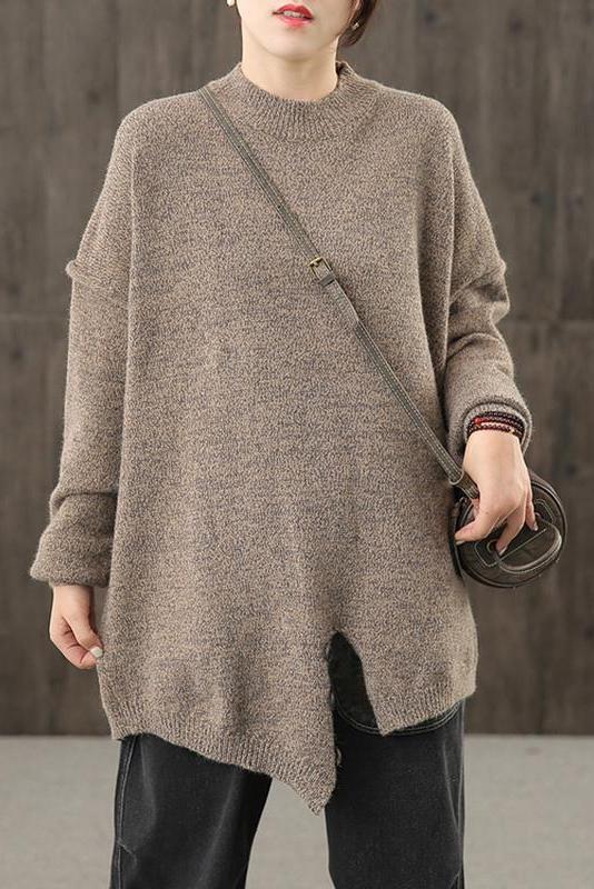 Knitted Button Split Hem Sweater