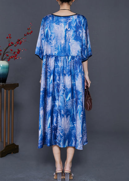 Blue Oversized Tie Dye Holiday Dress Summer