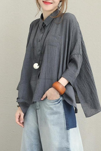 Loose Cotton Shirt Blouse for Autumn