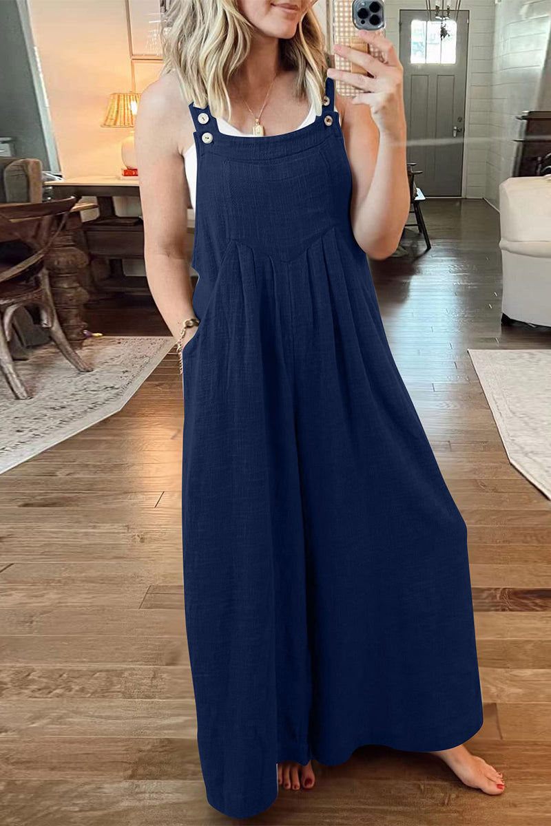 Street Pocket Square Collar Loose Jumpsuits(10 Colors)