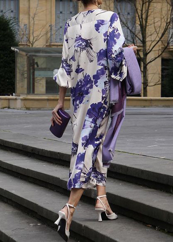 Spring V-neck Print Dress