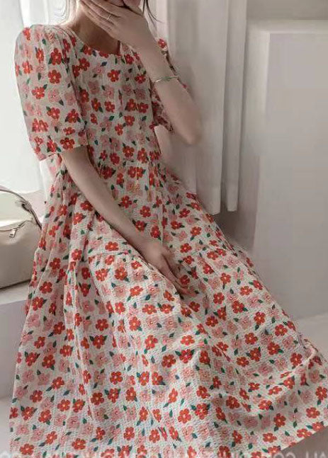 Yellow Cotton Linen Clothes Prints Kaftan Summer V Neck Dresses