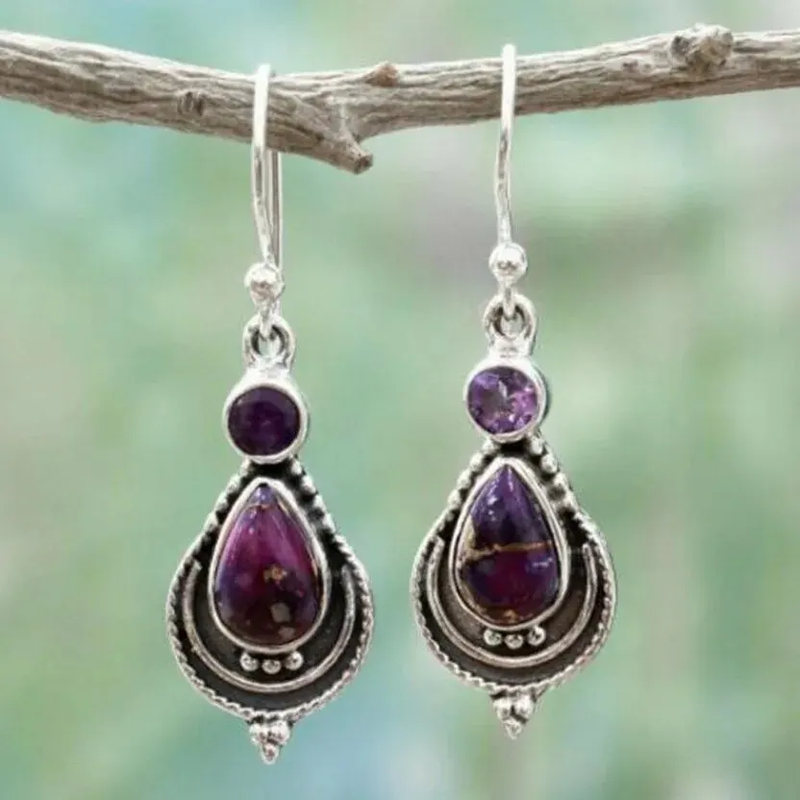 Dangling Purple Stones Earrings