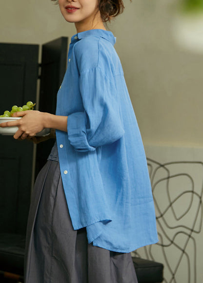 Loose Green Peter Pan Collar Button Cotton Shirt Fall