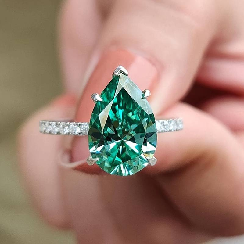 Green Crystal Drop Ring