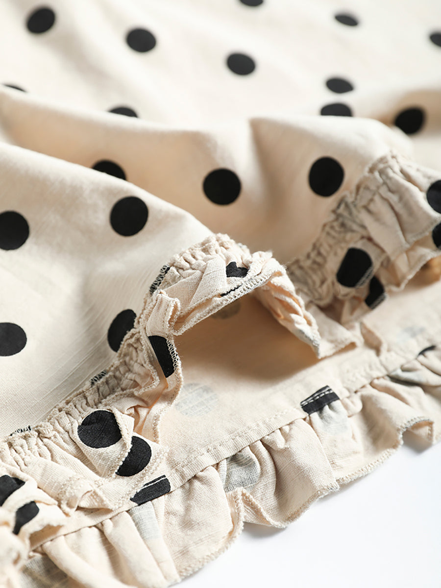 Dot Lacework Hem Loose Cotton Vest