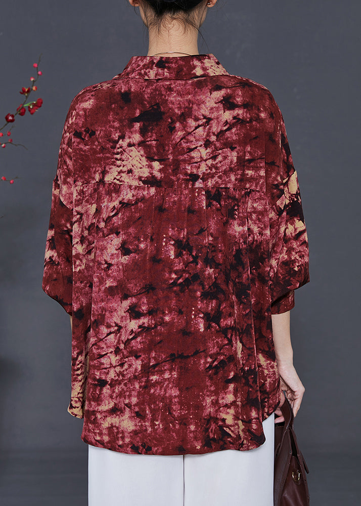 Mulberry Oversized Tie Dye Chiffon Blouse Top Summer