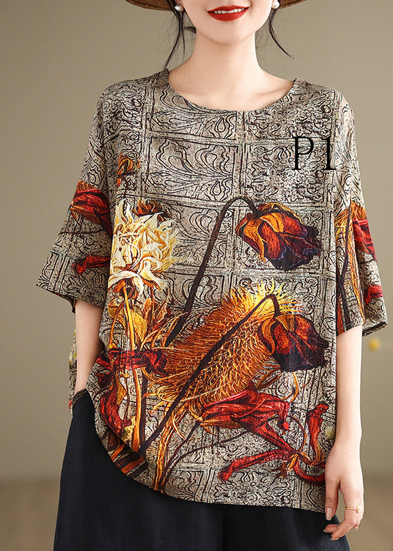 Oversized Print Linen Tank Tops Summer
