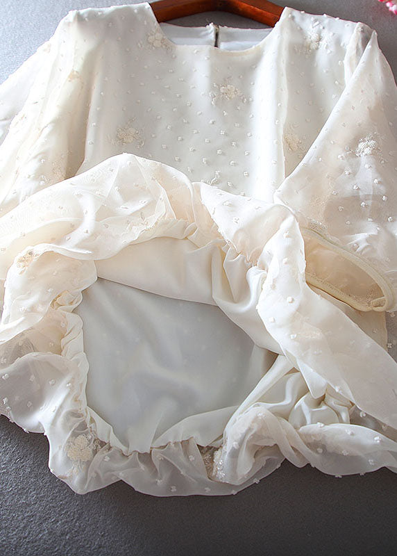 Apricot Embroidered Chiffon Top Spring