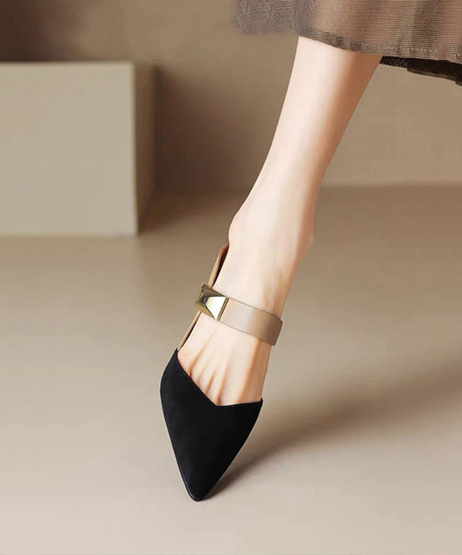 New Summer Apricot Pointed Rivet Wedge Heels Slide Sandals