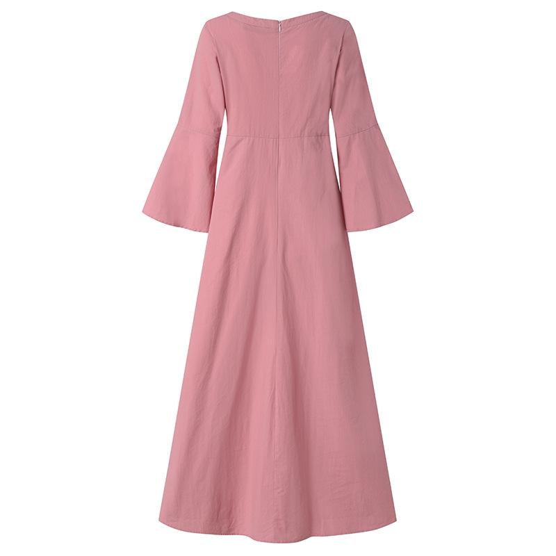 Summer Vacation Dress Spring Outfit Retro Dress With Large Pendulum Linen