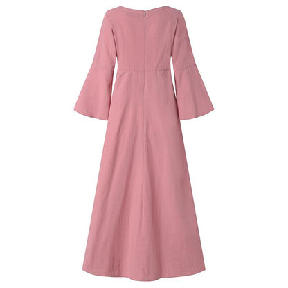 Summer Vacation Dress Spring Outfit Retro Dress With Large Pendulum Linen
