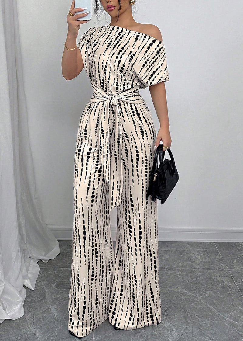 Beige Cold Shoulder Print Cotton Long Dresses Summer