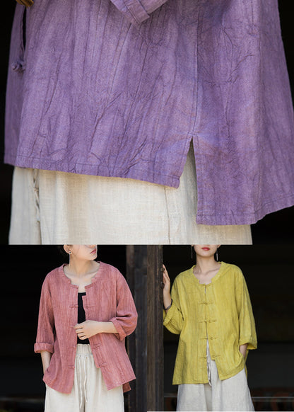 Pink O-neck Patchwork Tops Bracelet Sleeve