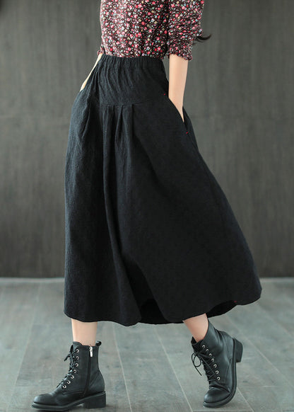 Black Jacquard Patchwork Loose a Line Skirt Spring