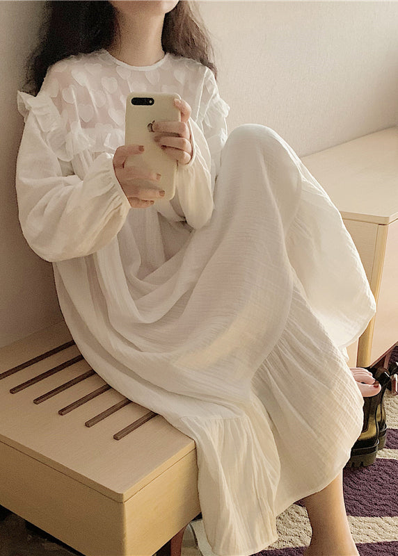 White Oversized Patchwork Cotton Holiday Dress Summer