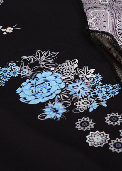 Black Print Patchwork Cotton Skirts Summer