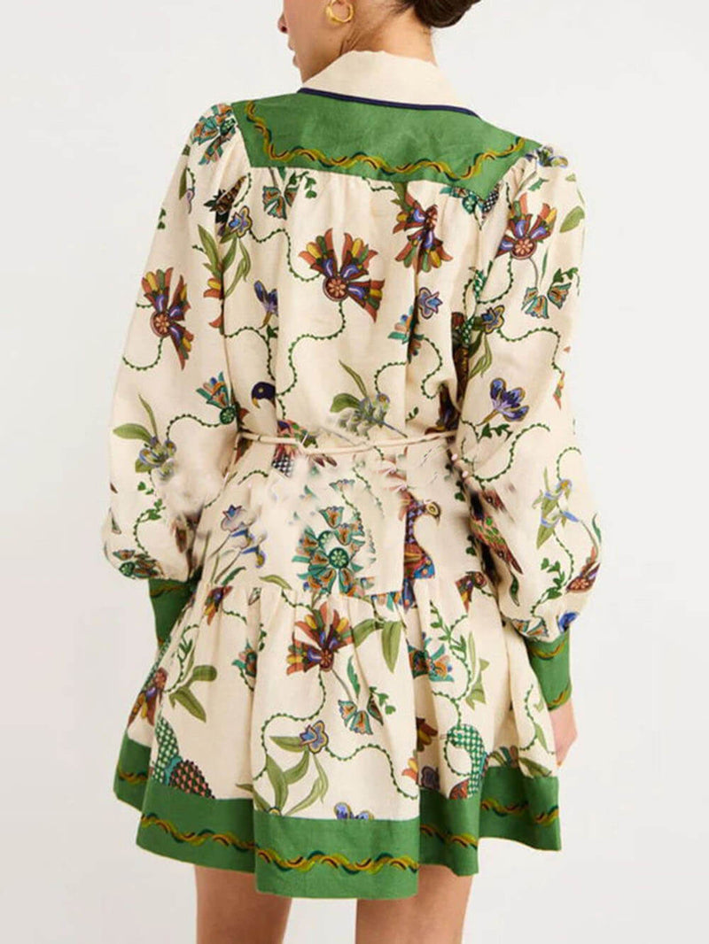 Match Balloon Sleeve Shirt Mini Dress