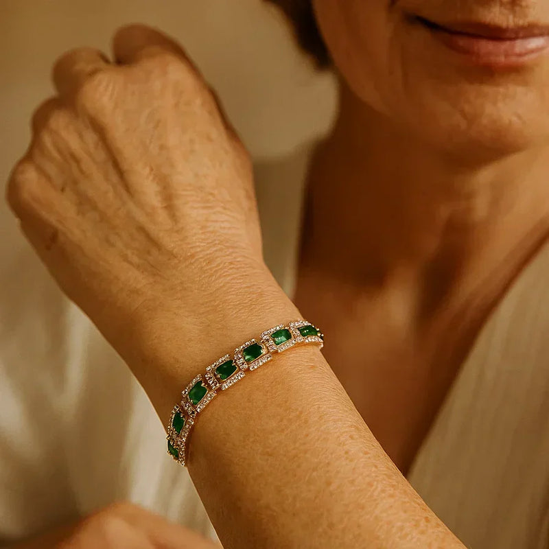 Emerald Green Statement Gold Bracelet