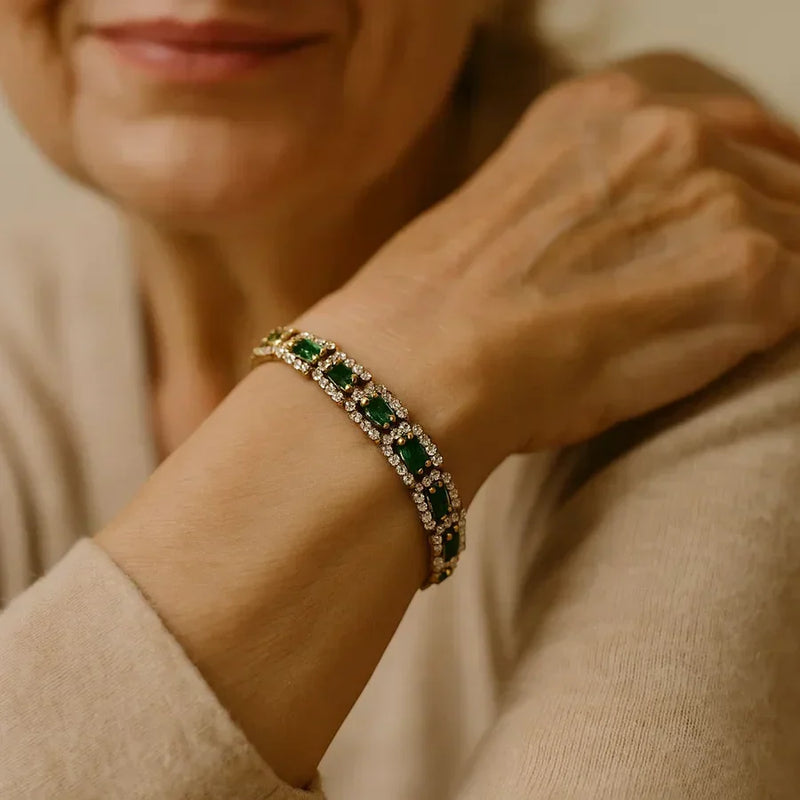 Emerald Green Statement Gold Bracelet