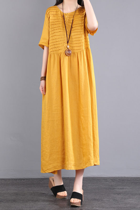 - New Striped Dress Long Linen Red Dress