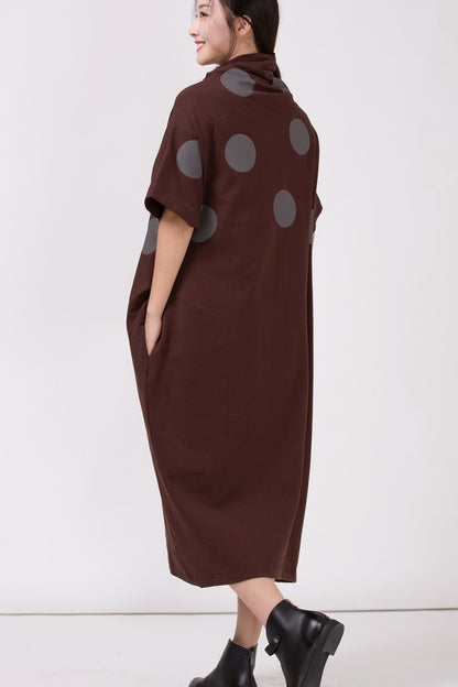 Turtleneck Polka Dots Loose Dress