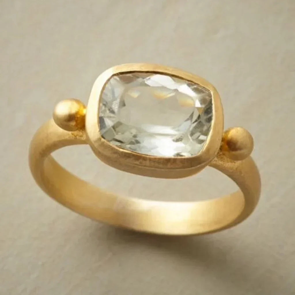 White Glass Gold Ring