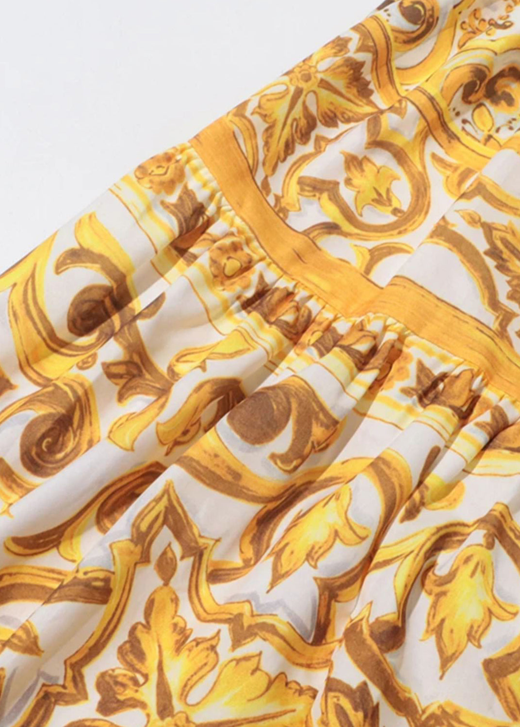 Yellow Print Tank and Skirts Cotton Two Pieces Set Sleeveless