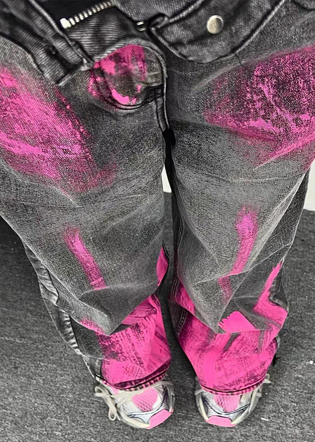 Grey Tie Dye Original Design Denim Pants Fall